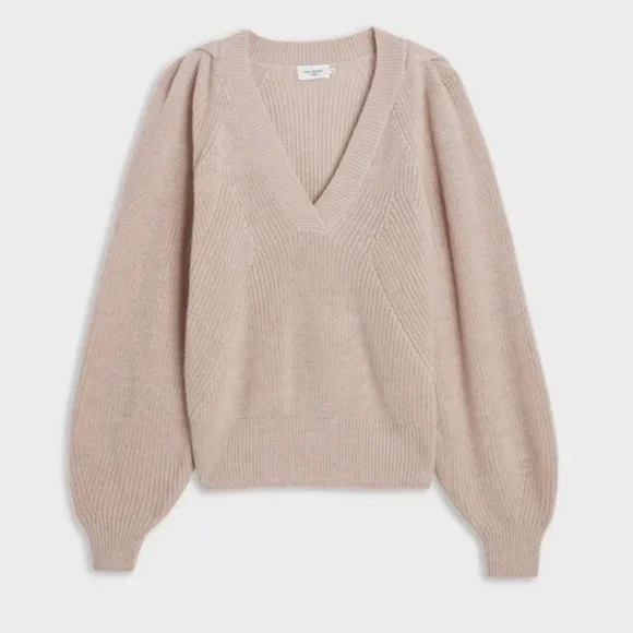 The Reset R Label Must Have V Neck Wool Sweater Balloon Sleeve Natural Size S - Picture 3 of 8